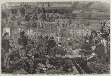 Zondagochtend Goddelijke Dienst aan Boord van De Caesar, in de Baltische Vloot